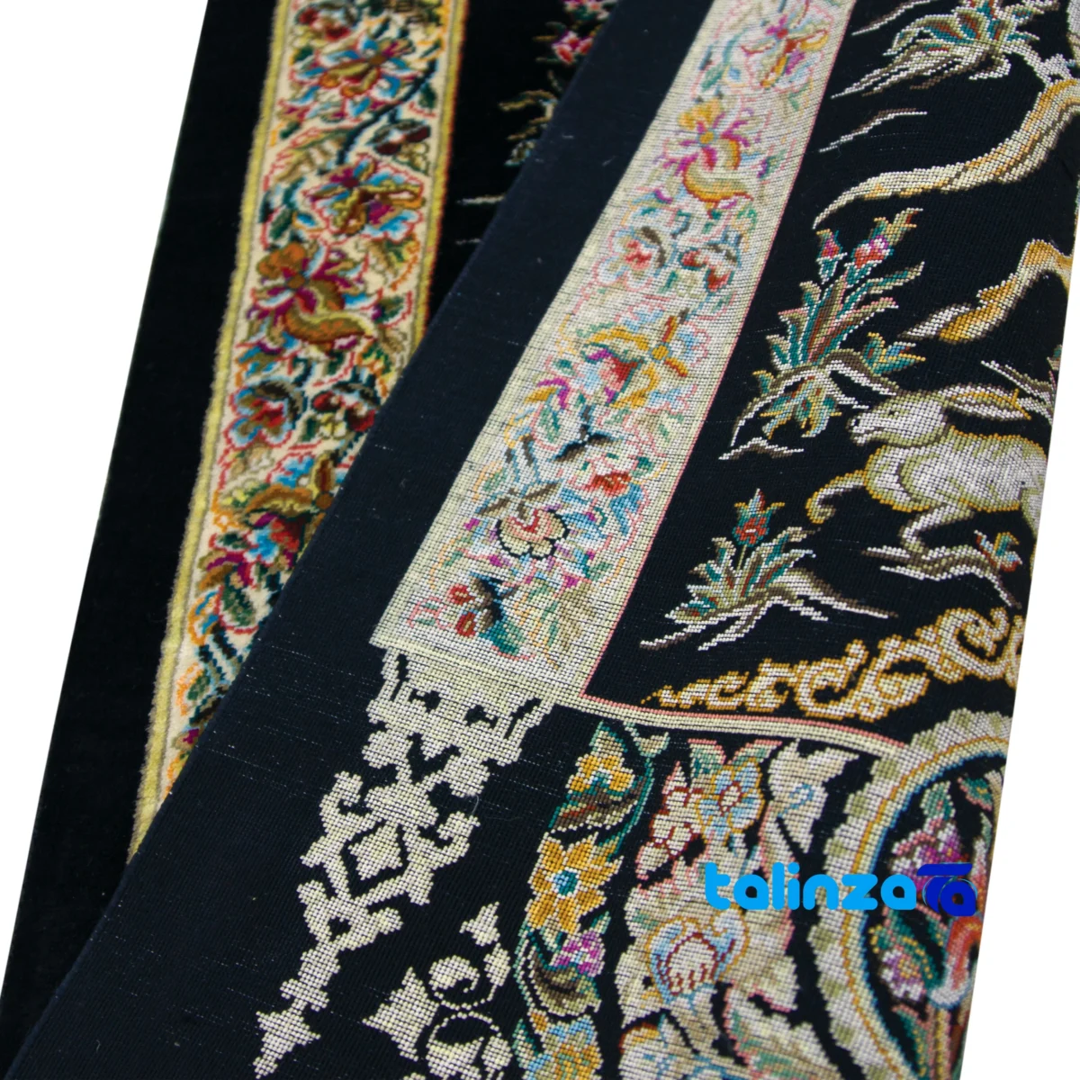 In-room view of Handwoven Carpet Wall Art Hunting Scene room styling and scale