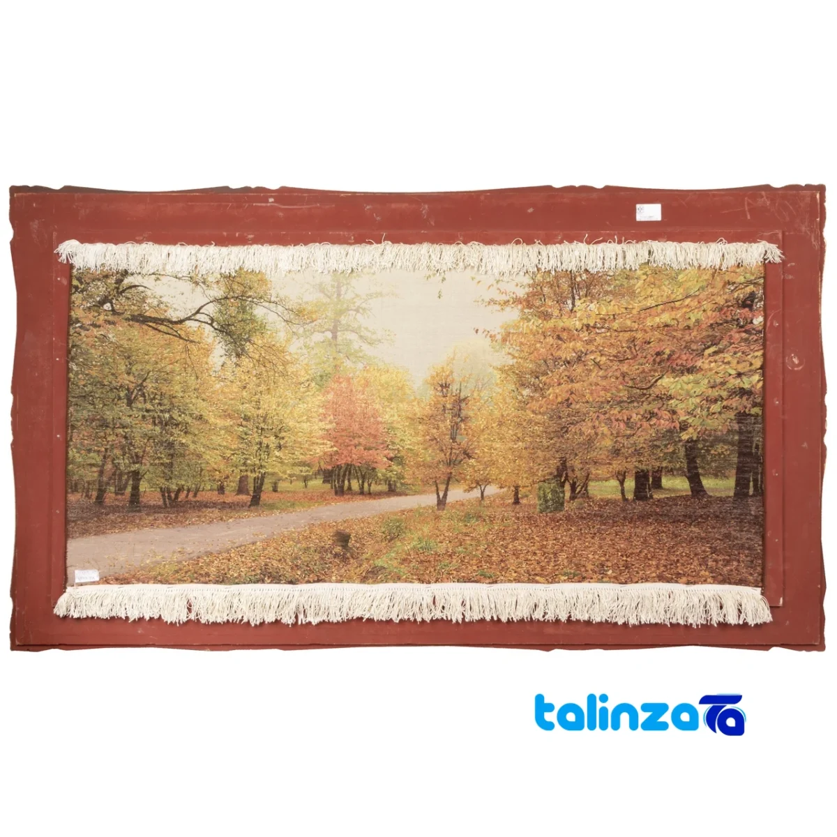 In-room view of C Persia Handwoven Carpet Tapestry Autumn Scene room styling and scale
