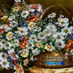 In-room view of Handmade Carpet Wall Art Flower Basket Model room styling and scale