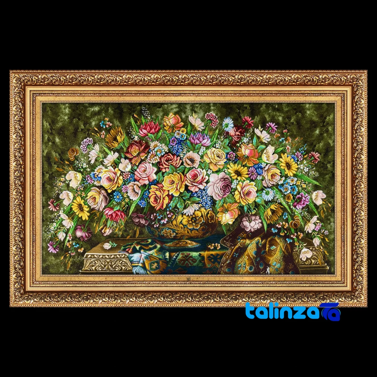 In-room view of Mirnazami Handwoven Tapestry Flower Design Framed room styling and scale