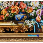 In-room view of Mirnazami Handwoven Tapestry Floral Design with Frame room styling and scale