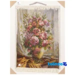 Side view of Si Persia Handwoven Tapestry Floral Design profile and structure