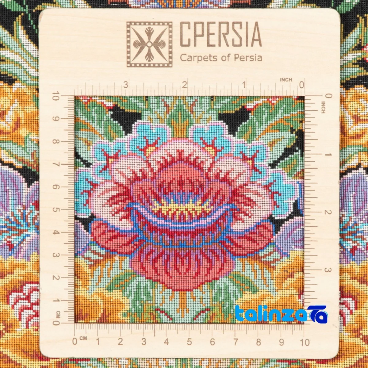 Side view of Si Persia Handwoven Tapestry Floral Design profile and structure