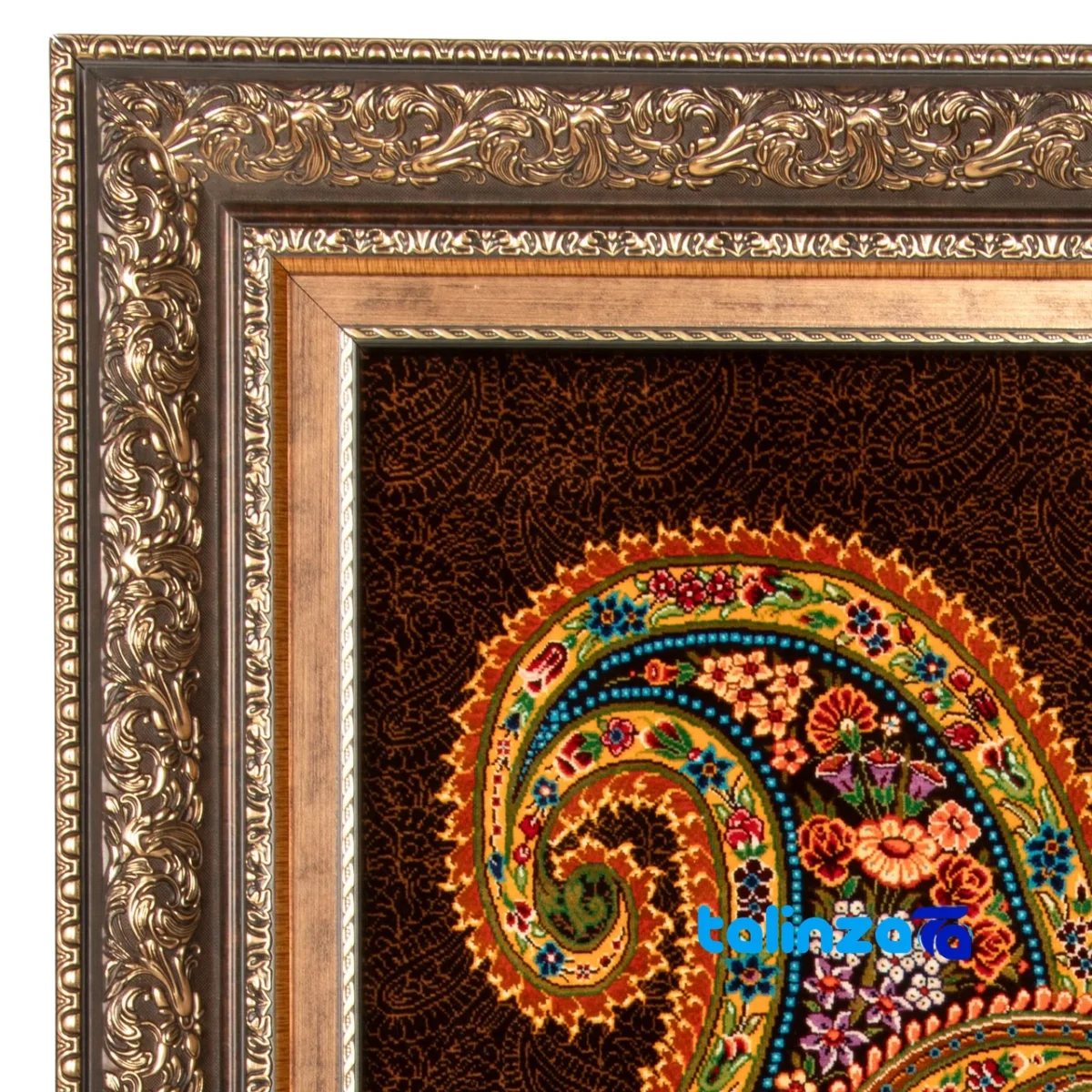 Side view of C Persia Handwoven Tapestry Flower Design profile and structure