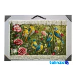 In-room view of Handwoven Tapestry Bird Design with Frame room styling and scale