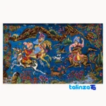 Side view of Handmade Fantasy Tapestry Hunting Scene profile and structure