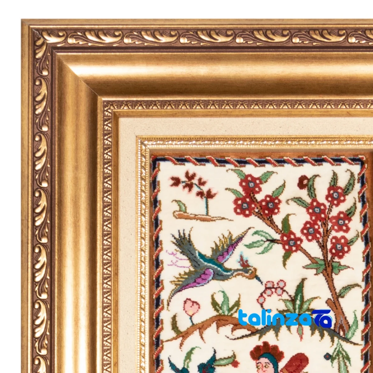 In-room view of Si Persia Handwoven Carpet Wall Art Hunting Scene room styling and scale