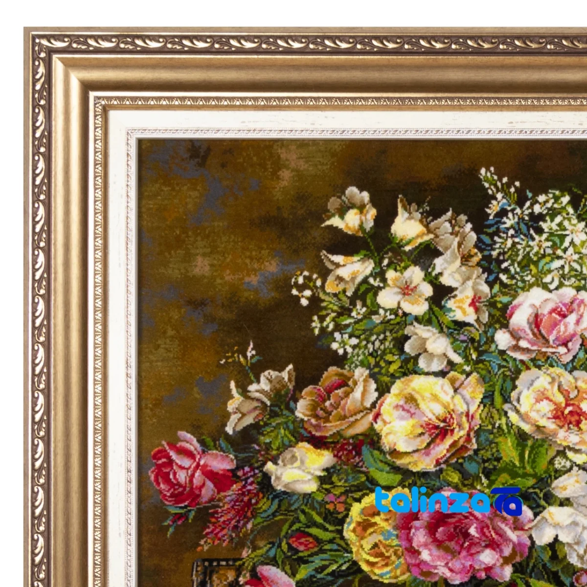 In-room view of C Persia Handwoven Carpet Wall Art Flower in Vase room styling and scale