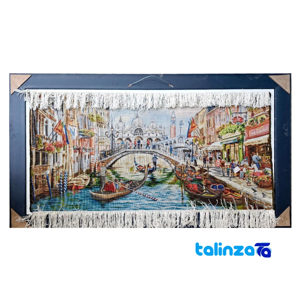 In-room view of Venice Handwoven Tapestry Silk Frame Art room styling and scale