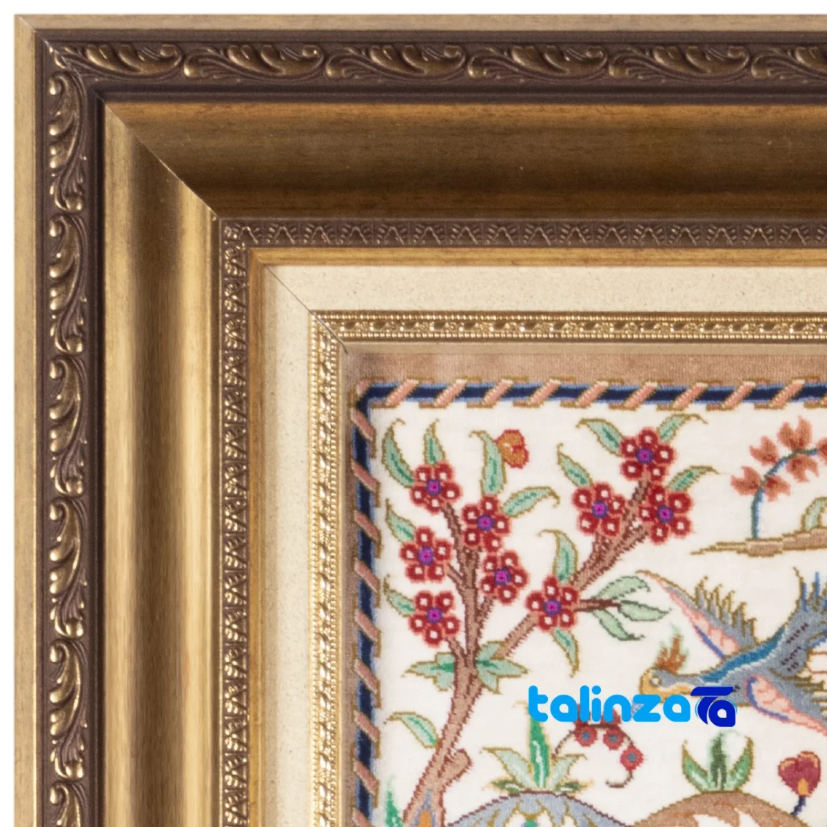 In-room view of C Persia Handwoven Carpet Wall Art Hunting Scene room styling and scale