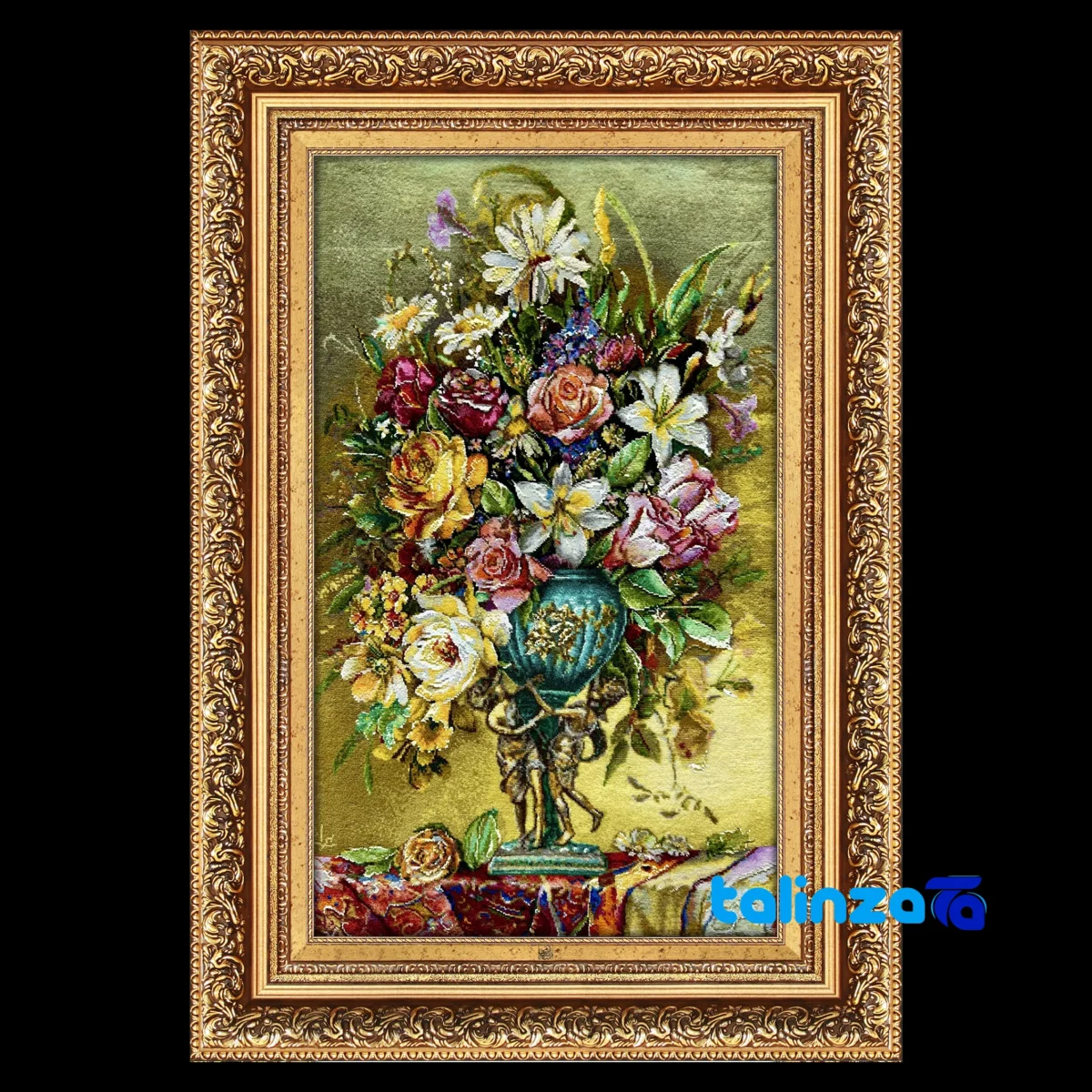 In-room view of Mirnazami Handwoven Tapestry Floral Design room styling and scale