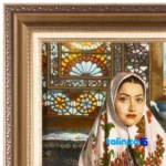 In-room view of C Persia Handwoven Carpet Wall Art Girl Kashan room styling and scale