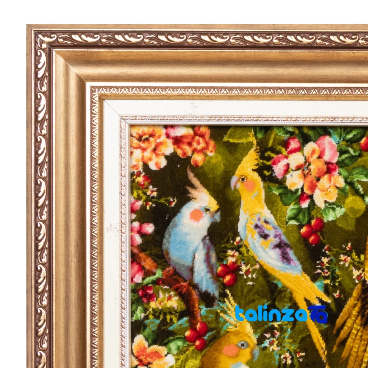 In-room view of Si Persia Handwoven Carpet Wall Art Cockatoo room styling and scale