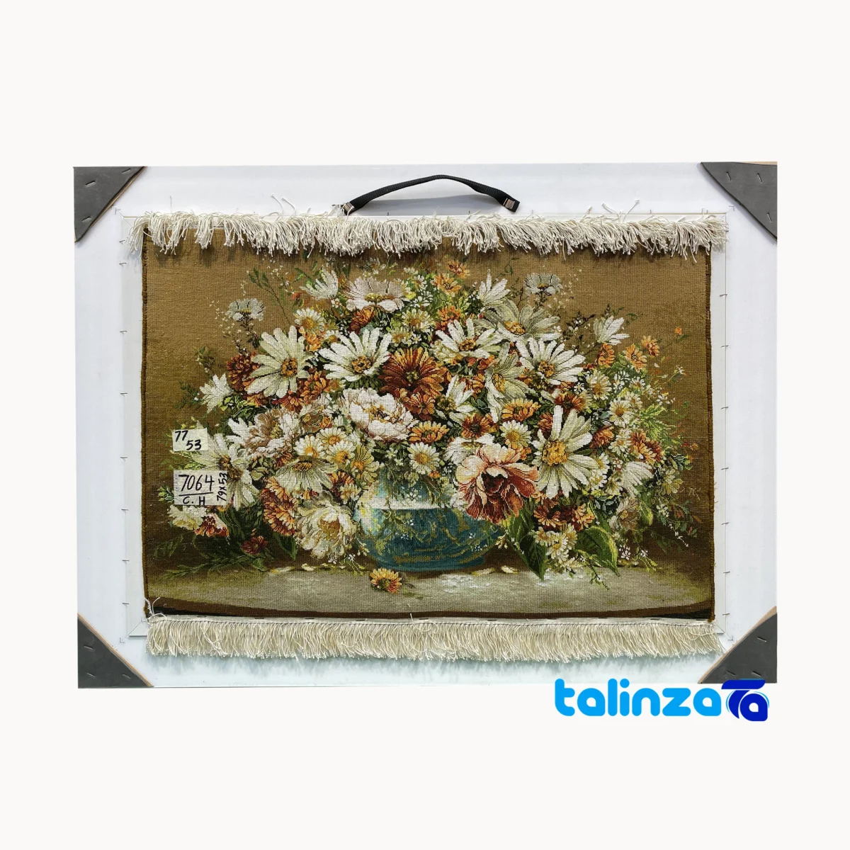 Side view of Handmade Flower Design Tapestry Art profile and structure