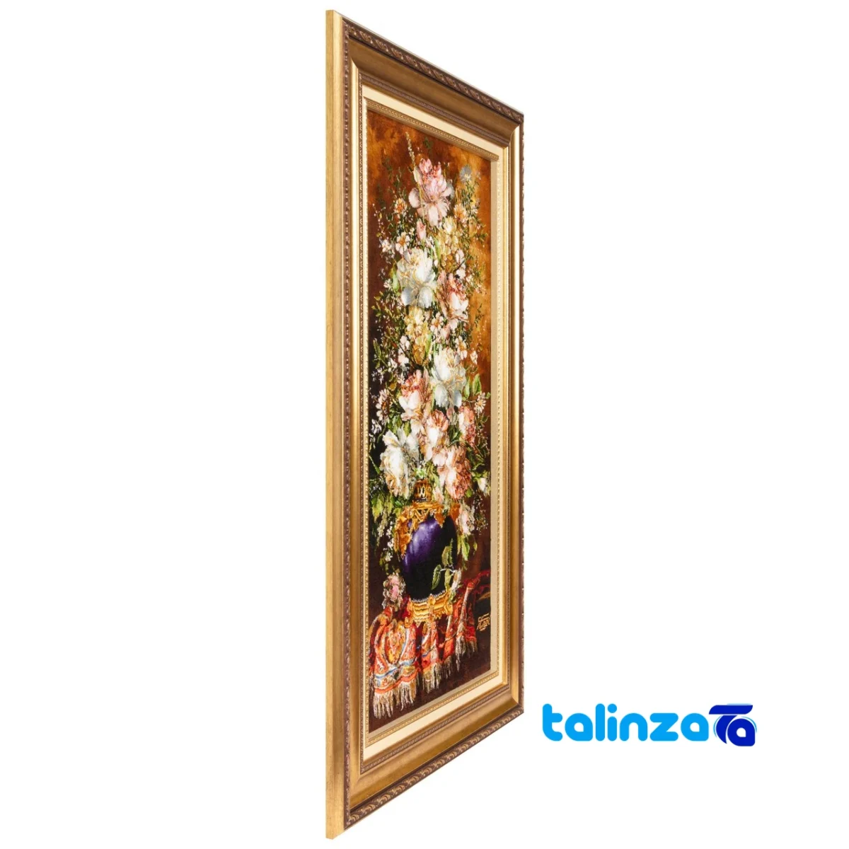In-room view of C Persia Handwoven Tapestry Floral Design room styling and scale