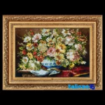 Side view of Mirnazami Handwoven Tapestry Floral Design White Vase profile and structure