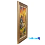 Side view of C Persia Handwoven Tapestry Landscape Cottage Design profile and structure