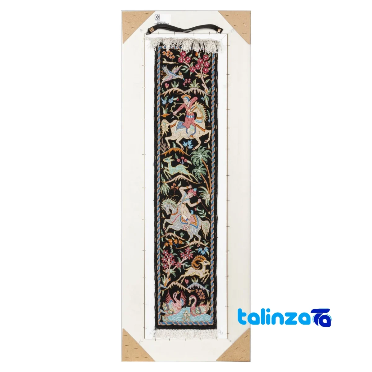 In-room view of Si Persia Handwoven Tapestry Hunting Scene room styling and scale