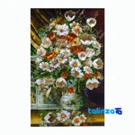 In-room view of Handmade Carpet Wall Art Floral Design room styling and scale