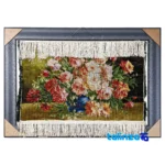 In-room view of Handwoven Carpet Wall Art Flower Basket Silk room styling and scale