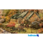 In-room view of NKP Handwoven Tapestry Forest Landscape Framed Design room styling and scale