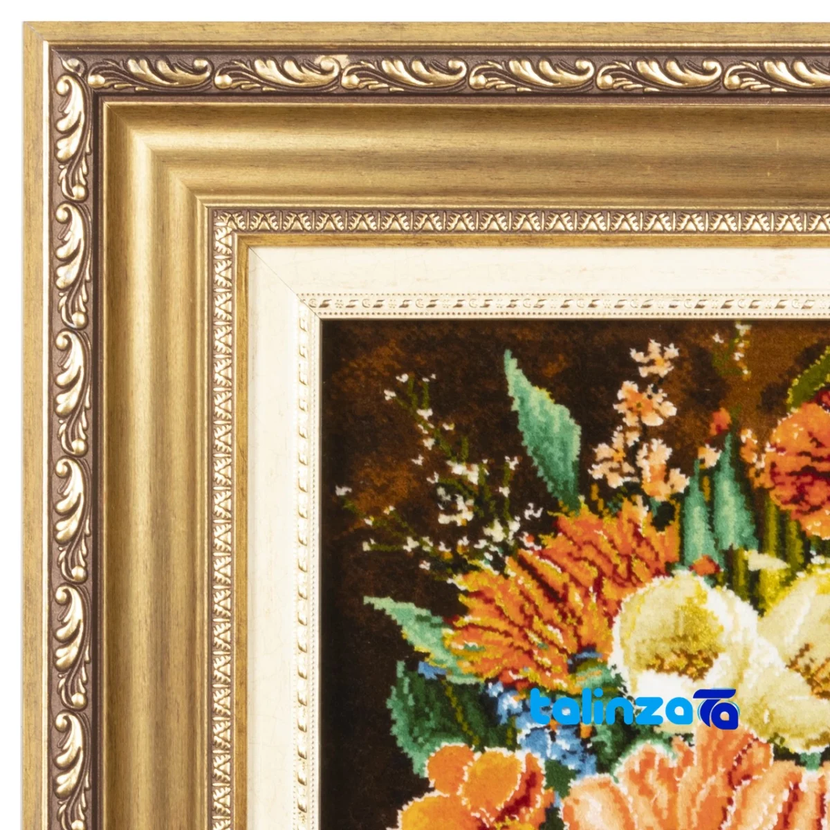 In-room view of Si Persia Handwoven Tapestry Flower Design room styling and scale