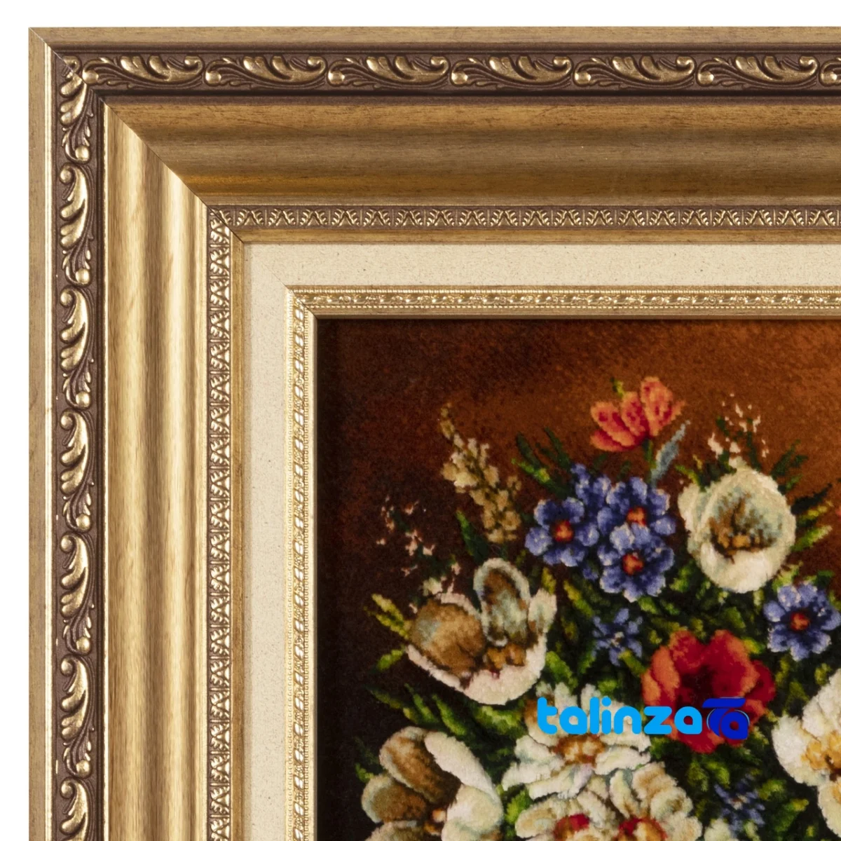In-room view of Si Persia Handwoven Carpet Wall Art Floral Design room styling and scale