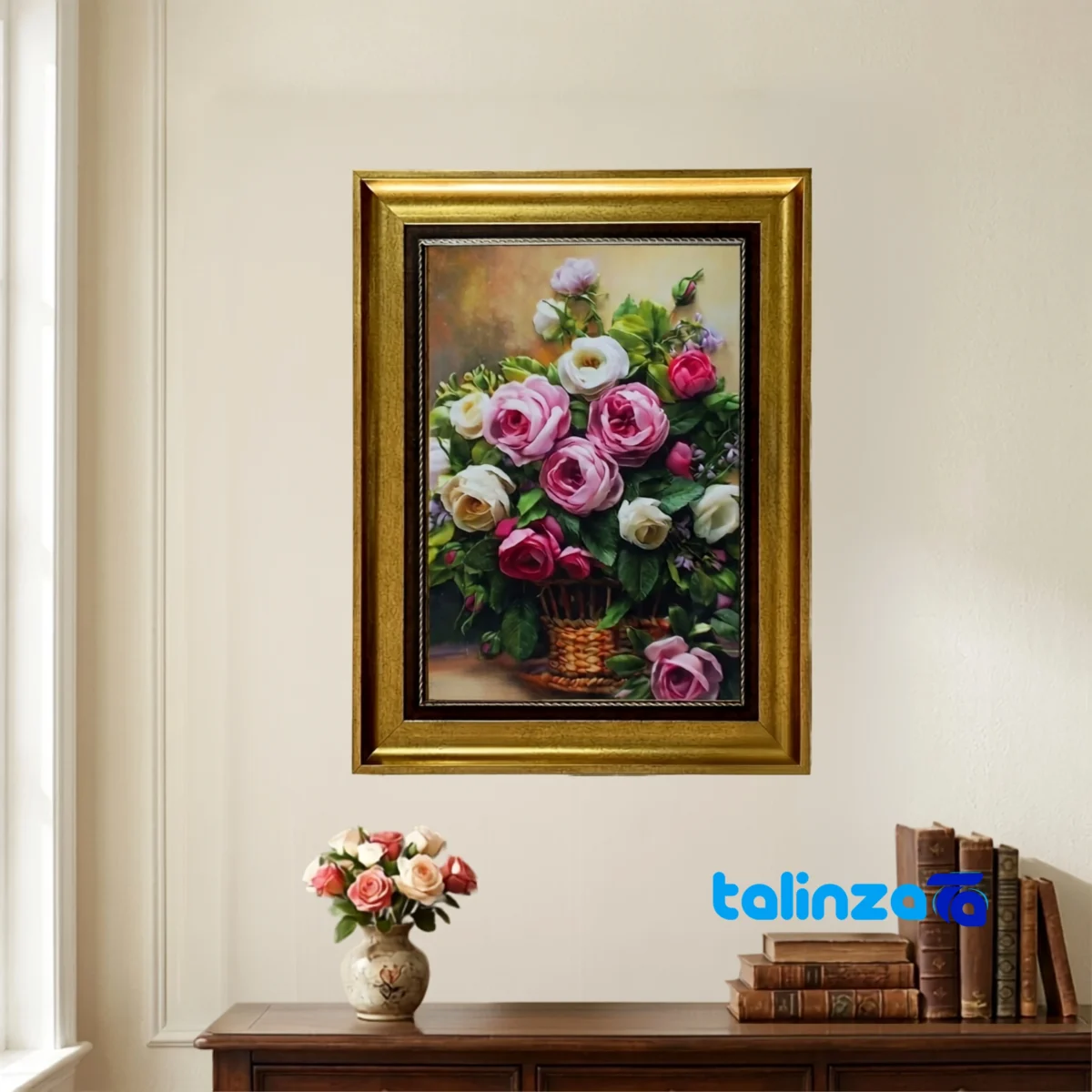 In-room view of Golestan Machine-Woven Carpet Wall Art Floral Design room styling and scale
