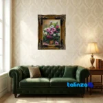 In-room view of Handmade Carpet Wall Art Flower Vase Design room styling and scale