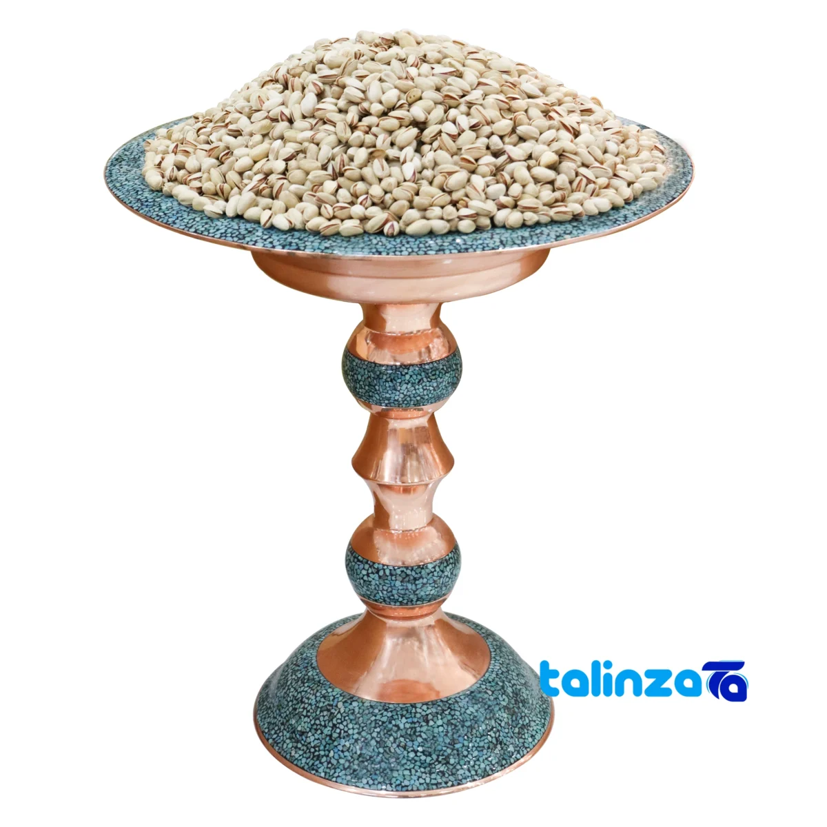 Serving view of Turquoise Inlaid Confectionery Bowl Decorative Copper snack idea
