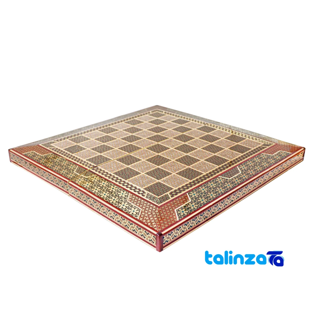 Side view of Fakher Handmade Marquetry Chessboard Artistic HQ50 RT profile and structure