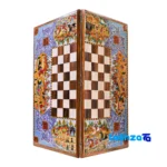 Close-up view of Fakher Handmade Marquetry Chessboard HQ70Magnificent Art fabric texture and stitching