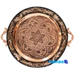 Side view of Copper Tea Set Diamond Cut RoundTray 45 x 37 profile and structure