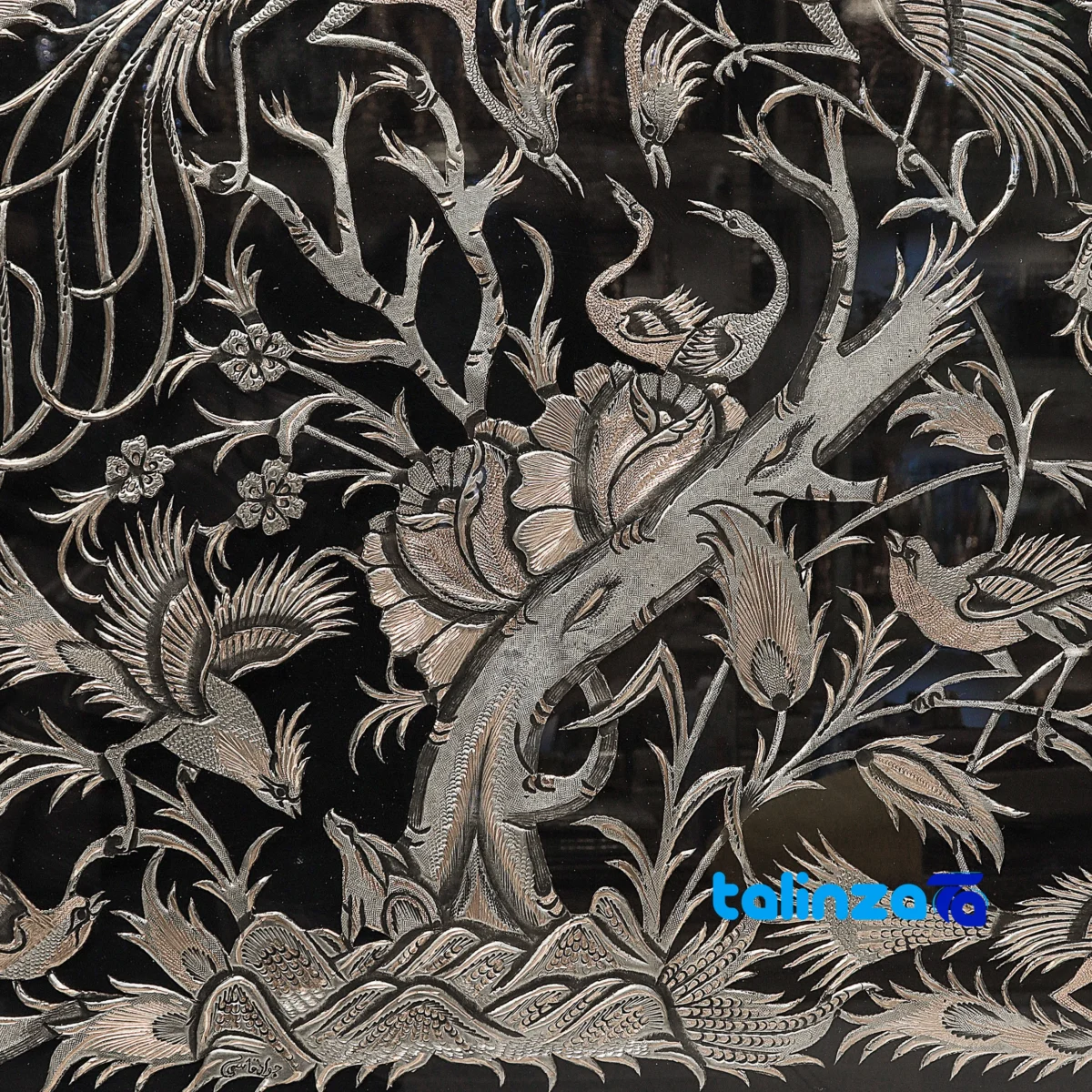 Side view of Faakher Copper Handicraft Engraved Panel Baharestan profile and structure