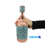 Side view of Royal Turquoise Inlaid Jug Goblet Set Decorative, functional profile and structure
