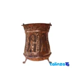 Persian Heritage Copper Trash Bin - Intricate Design - Side view showing profile and structure