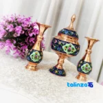 Pardaz Copper Vase Set with Chocolate Bowl 24x11x24 cm - Side view showing profile and structure