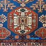 Room setting of Khorasan Handwoven Rug Blue Geometric Design floor placement example