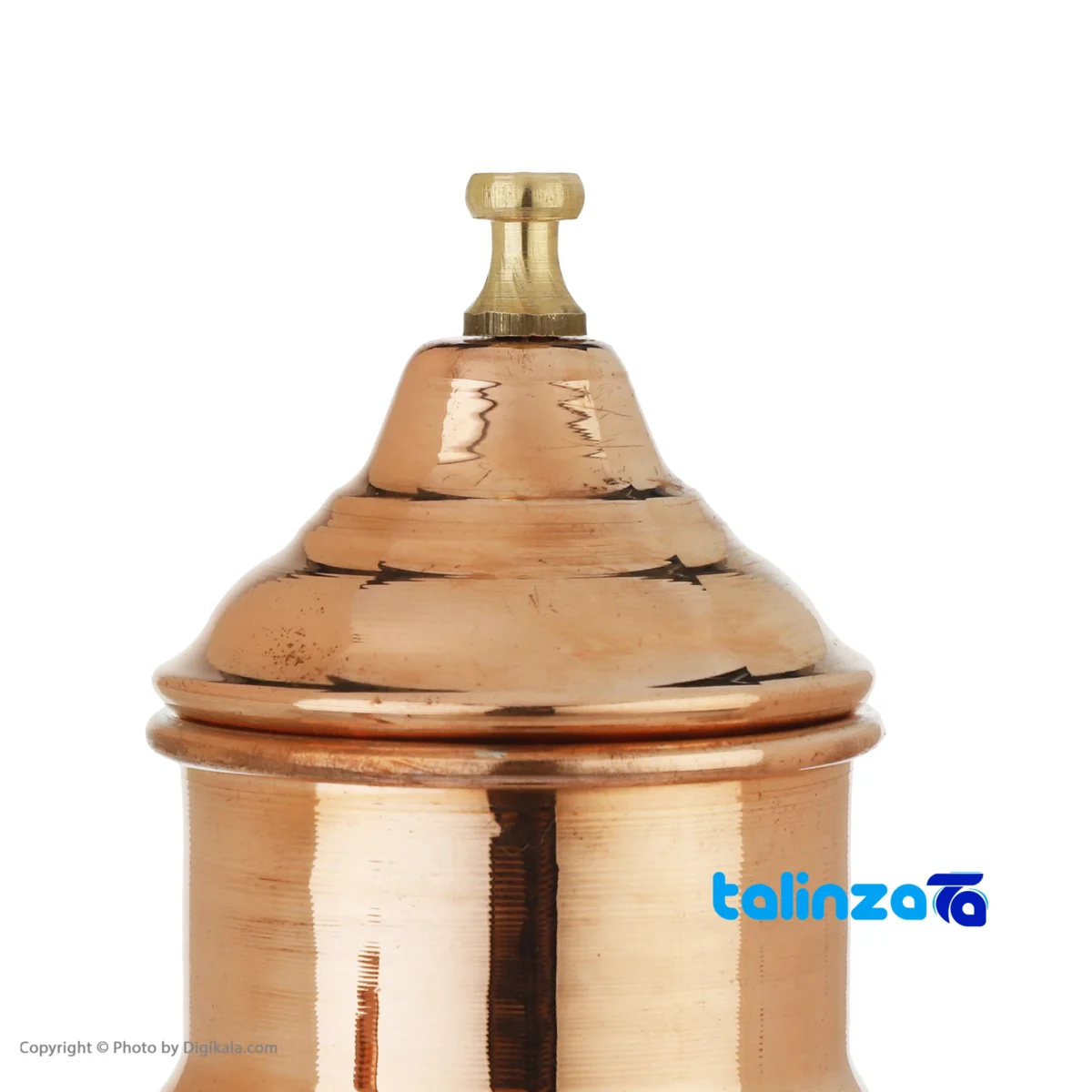Side view of Zanjan Copper Oil Can with Handle profile and structure