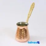 ZH225 Copper Coffee Pot Handcrafted Design 9x6x6 centimeters profile and structure (Side view)