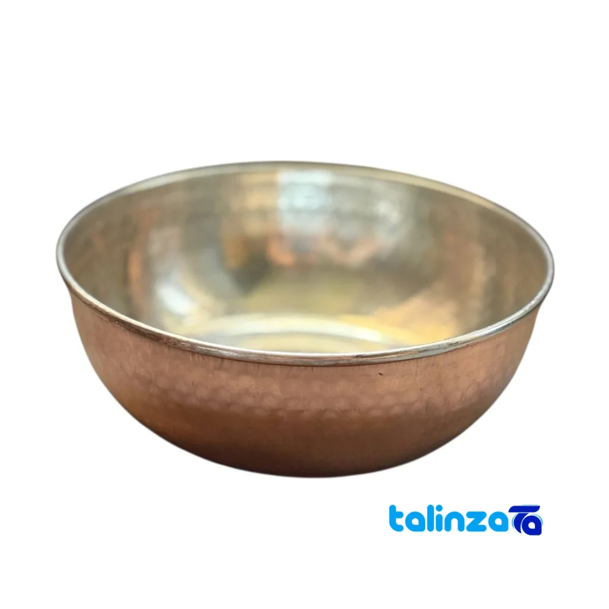 Copper Bowl Hammered Design Unique Artisan Craft - Side view showing profile and structure