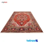 Room setting of Handwoven Carpet 10.02m² Geometric Design Red floor placement example
