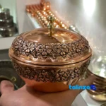 Side view of Diba Copper Sugar Bowl Elegant Design profile and structure
