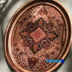 VT Brass Tray Floral Design 13x17x1 cm profile and structure (Side view)