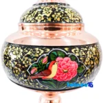 Side view of Pardaz Copper Candy Dish Tashir Floral Handmade 18 x profile and structure