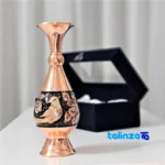 Side view of JR Copper Vase Diamond Cut Handcrafted Design box profile and sealing