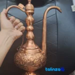 Sadeghi Copper Decorative Bowl and Spray Set Flower Design - Side view showing profile structure