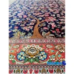 YMM Handwoven Silk Rug Tree Design Navy border and finishing (Edge view)