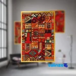 Side view of Modern Decorative Wall Art Set T-3428 Gold Frame Simple profile and structure