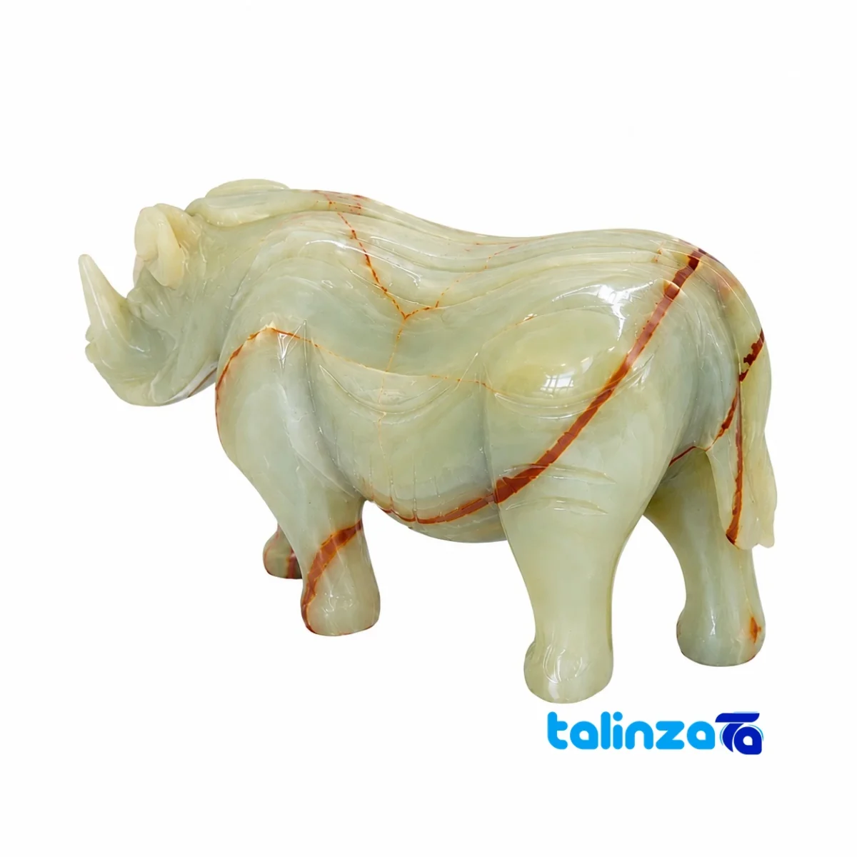 Classic Rhino Marble Sculpture - Side view showing profile and structure